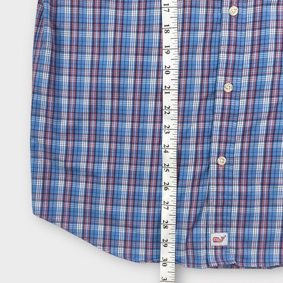 $118 Vineyard Vines Performance Murray Shirt Mens Medium Check Blue Button Down - Picture 11 of 11